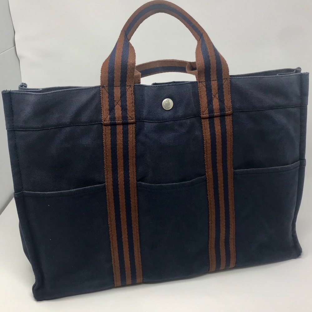 *SOLD* Hermès MM Fourre Tout Navy Tote
